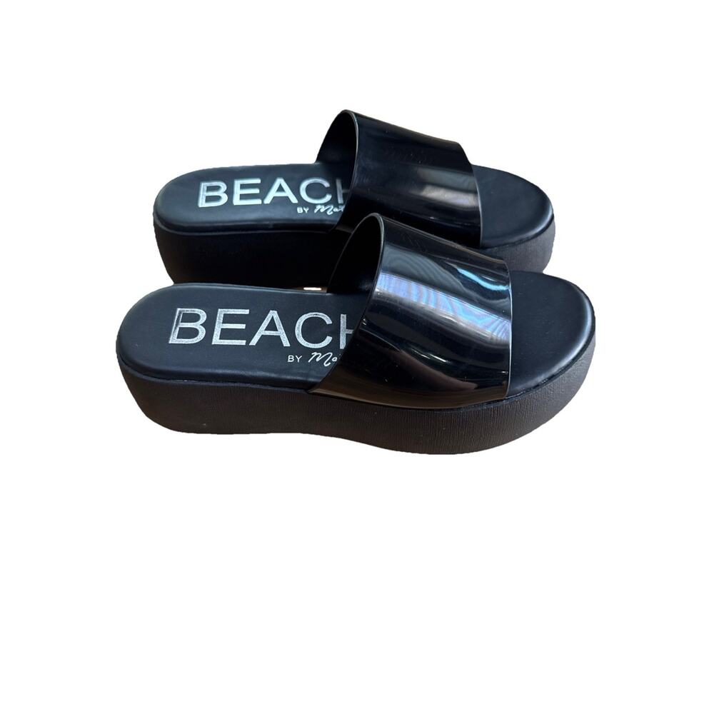BEACH Coconuts By Matisse Solar Platform Slide Sandal Size 8 Black